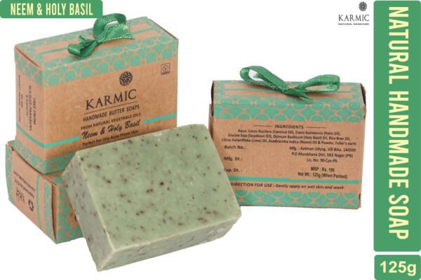 KARMIC Handmade Neem and Holy Basil (Tulsi) Soap - Image 2